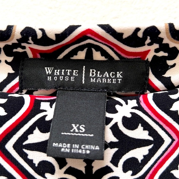 White House Black Market print 3/4 sleeve sheath dress stretch fall outfit - Picture 3 of 8